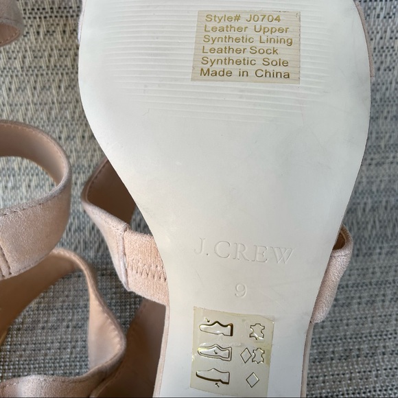 J Crew Three Strap Stacked Heel Sandals in Suede Pale Mocha Size 9 - Picture 11 of 12